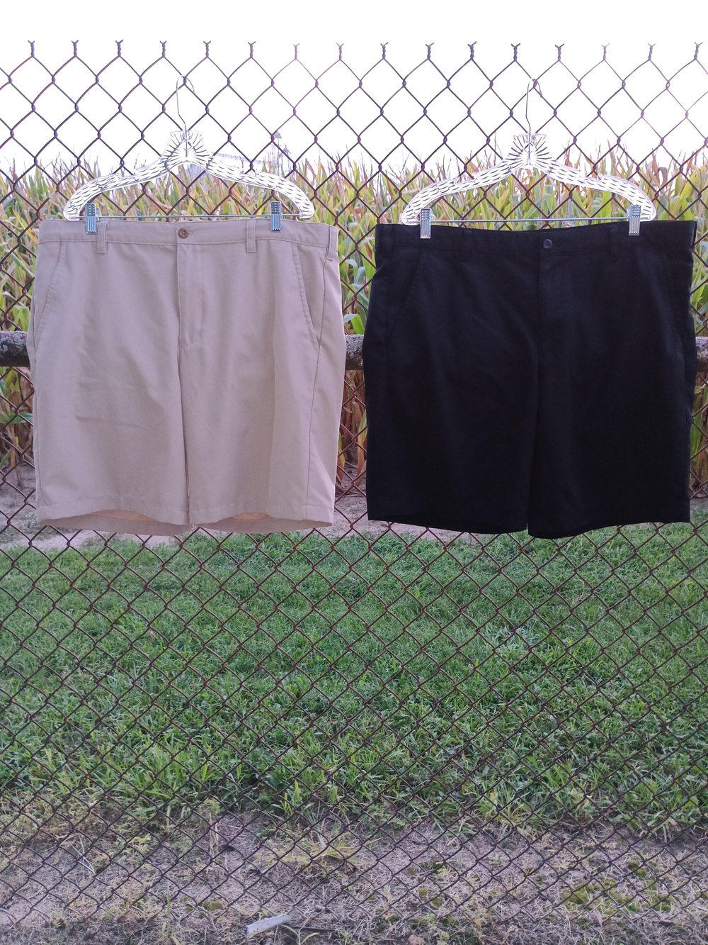 Izod Golf Men's Size 40 Flat Front Shorts in Khaki and Black 2 Pair Bundle
